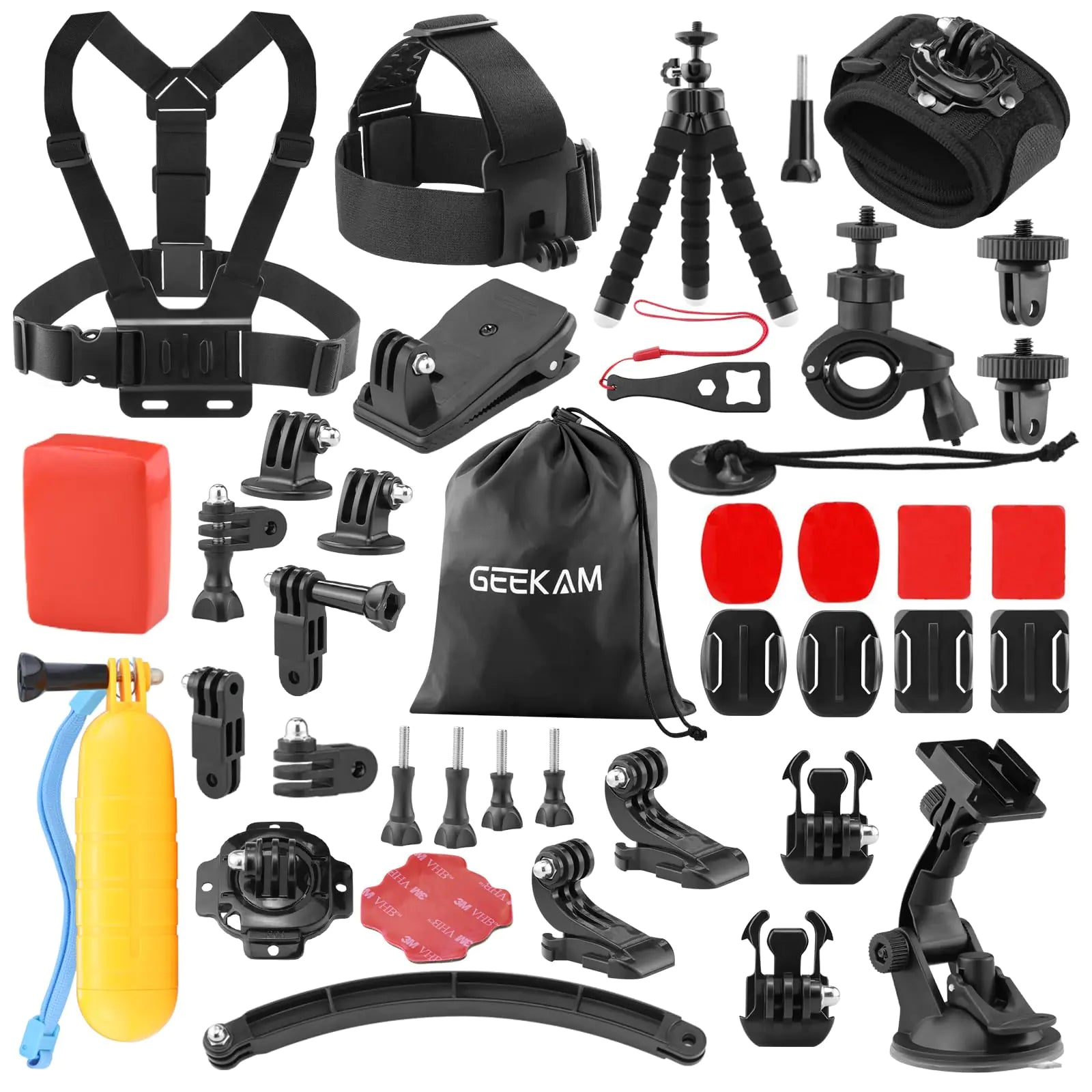 GeeKam Action Camera Accessories Kit - Compatible for GoPro Hero DJI Osmo AKASO EK7000 Campark Crosstour APEMAN COOAU Apexcam SJCAM SJ4000 and for Waterproof Underwater Sports Camera - Store4Sorts