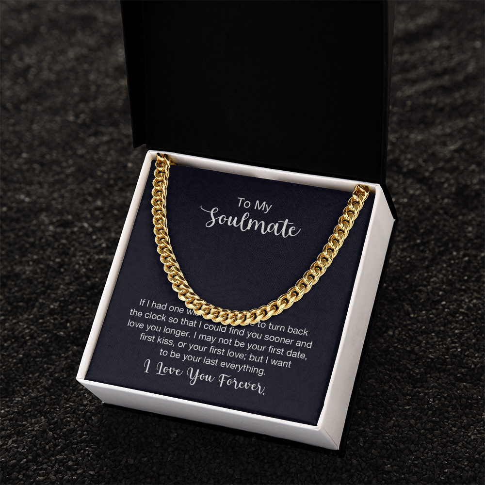 Gold chain necklace in gift box with soulmate message, Store4Sorts jewelry gift idea