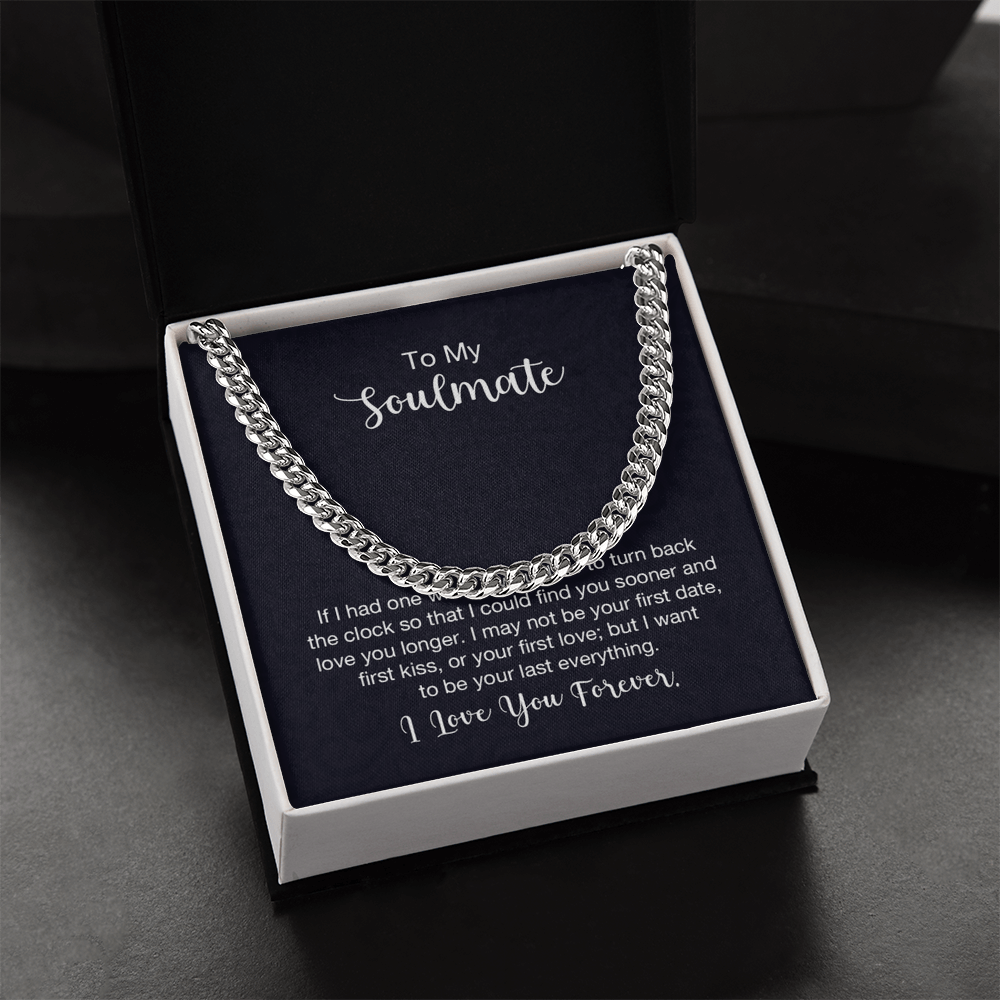 Silver chain necklace in gift box with 'To My Soulmate' love message, Store4Sorts gift jewelry