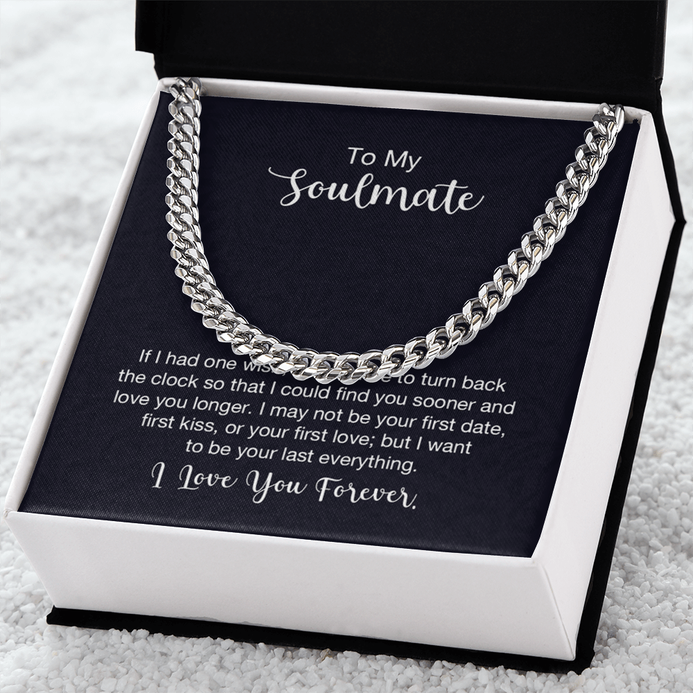 Silver chain necklace gift for soulmate in black box with romantic message, Store4Sorts jewelry