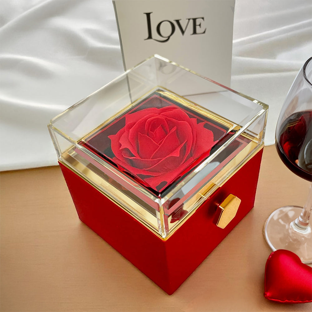 Rotating Rose Box Including Note and Necklace